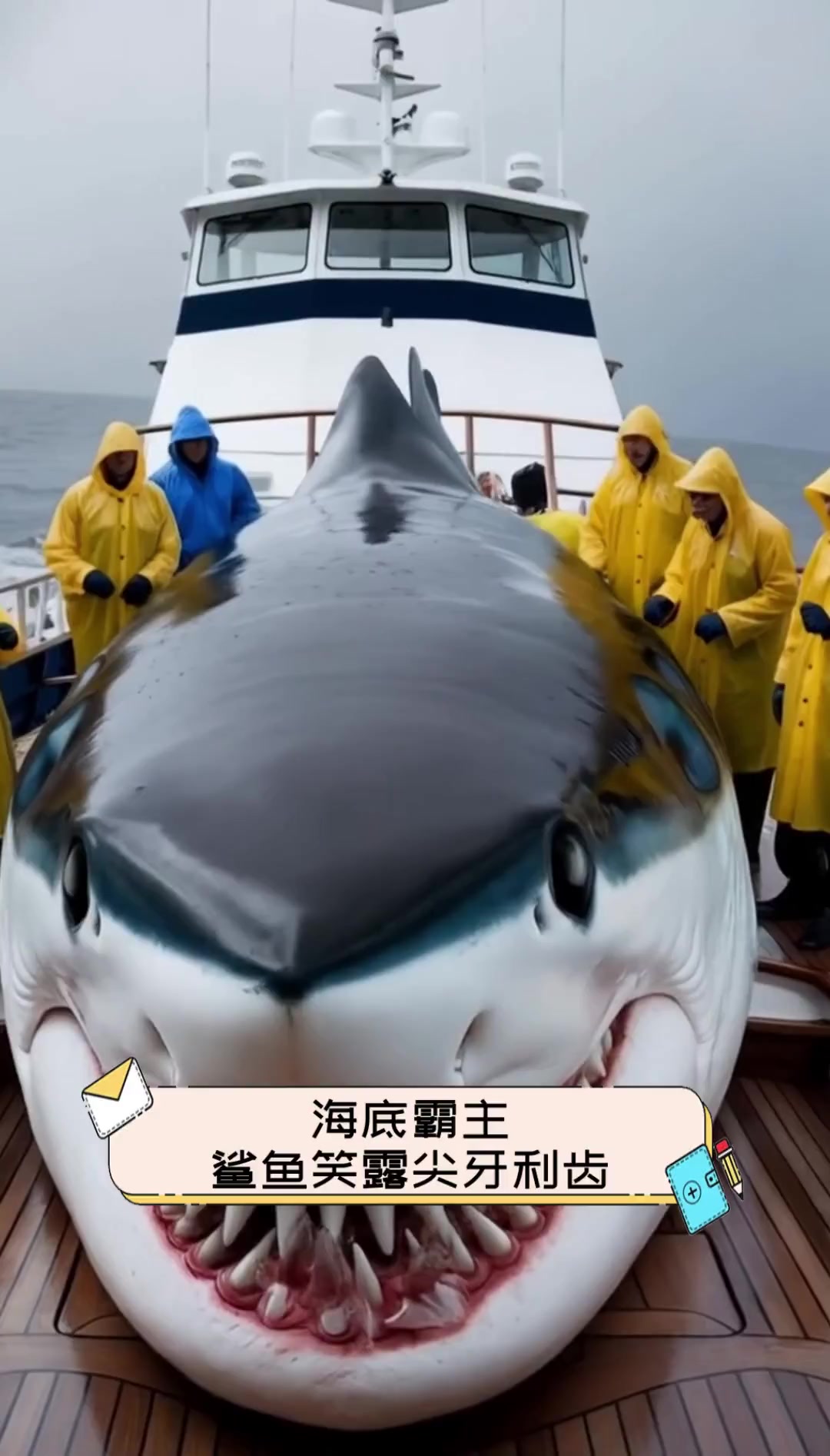 海底霸主,鲨鱼笑露尖牙利齿