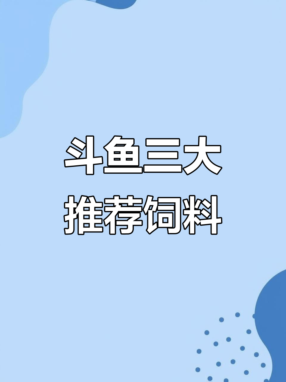 斗鱼三大必吃食物，轻松养好它们