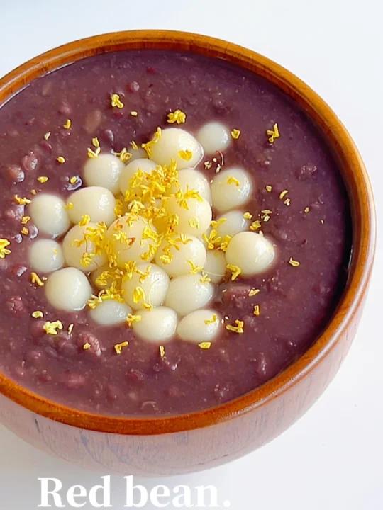 冬日甜品|桂花红豆丸子汤,暖乎乎的巨好吃～