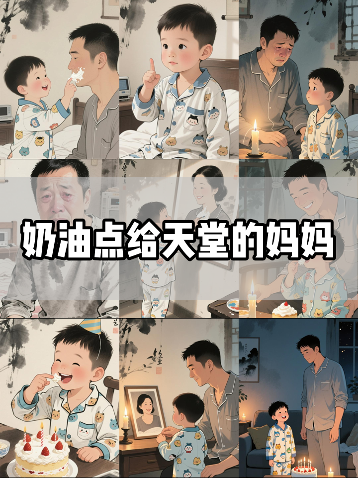 亡妻生日男子买了蛋糕深夜和儿子一起悼念，孩子无意间的一个动作
