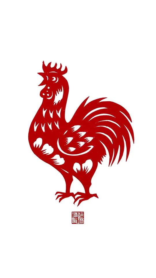富贵吉祥 剪纸中的基础寓意表达,公鸡装饰牡丹纹样寓意“富贵吉祥”