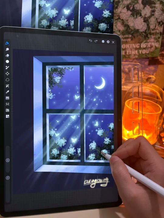 画世界pro绘画教程分享,今天画月光窗台