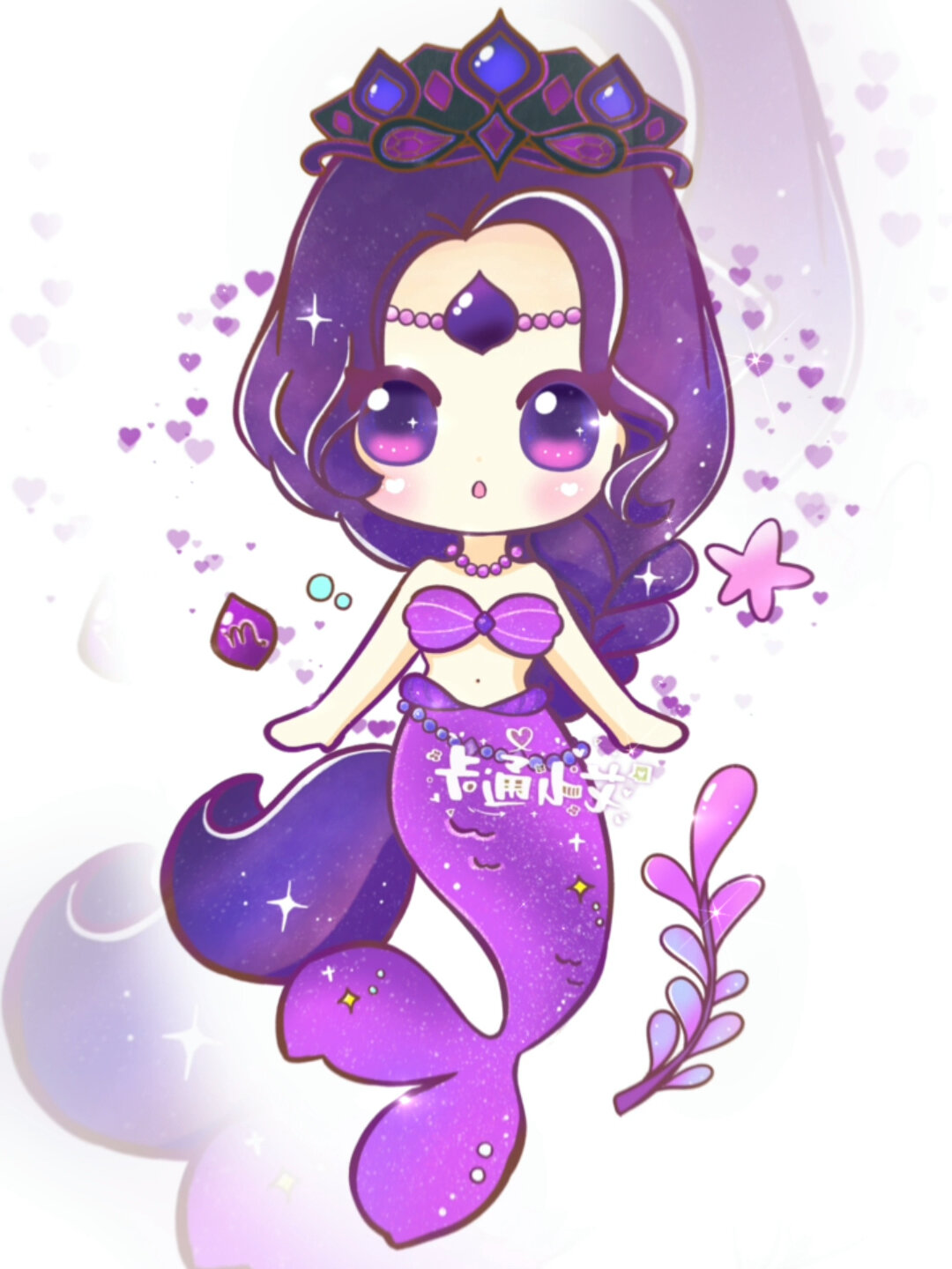 十二星座美人鱼公主简笔画合集