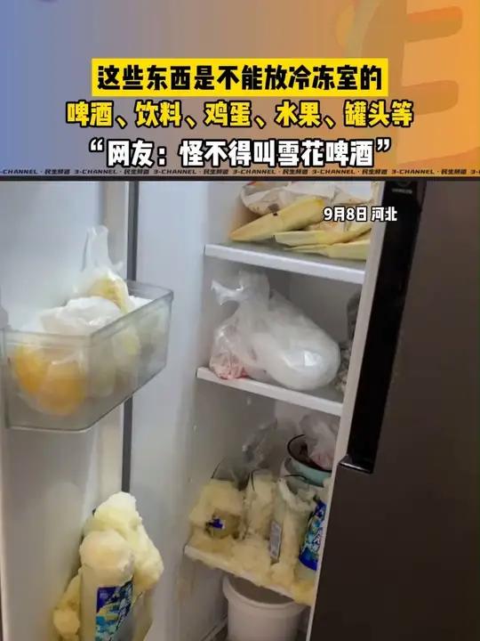 除了啤酒、饮料、鸡蛋、水果、罐头等,好有什么是不能放冰箱冷冻室的呢?