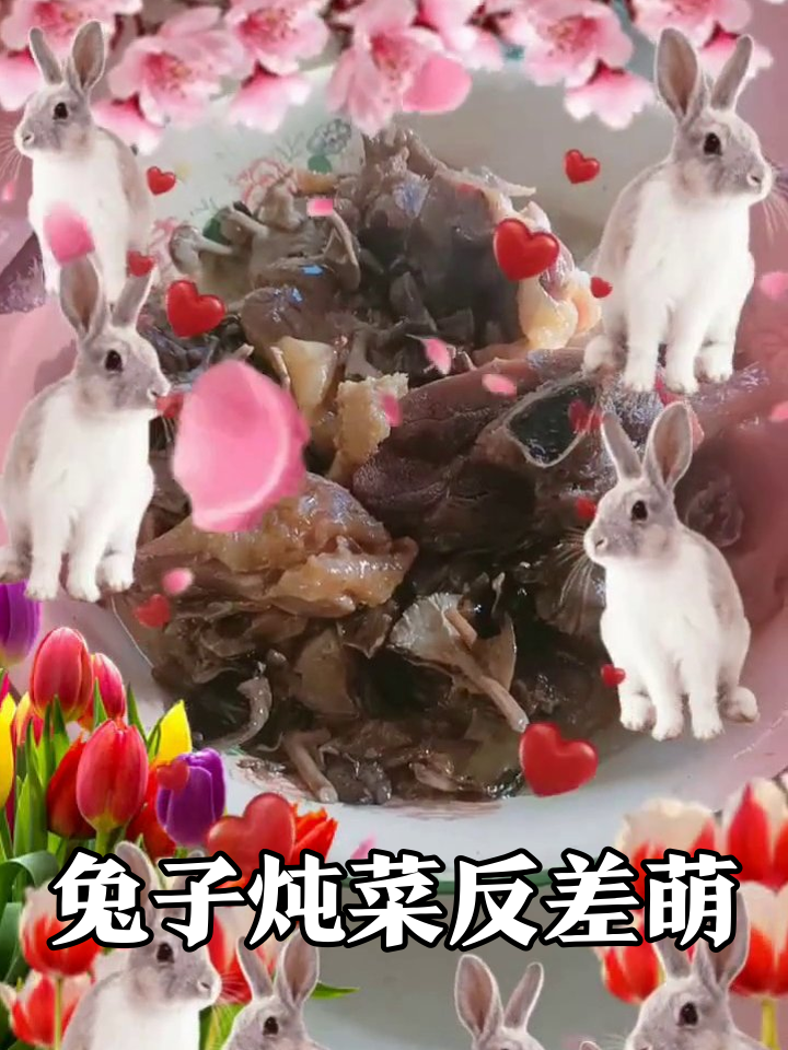 兔子军团围观炖菜，粉樱爱心配肉香，这反差萌香到想偷吃！