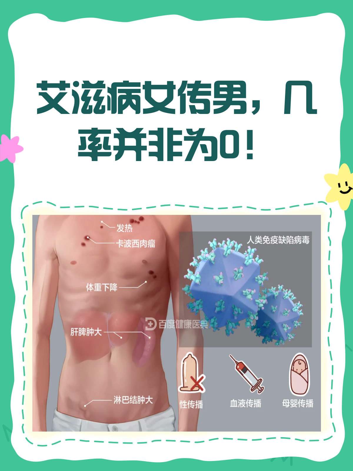 艾滋病女传男几率真的几乎为0吗?