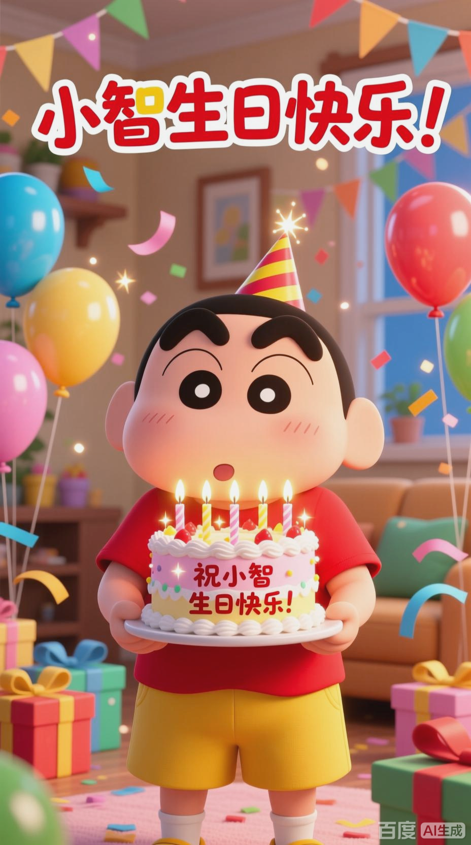 蜡笔小新送小智生日祝福