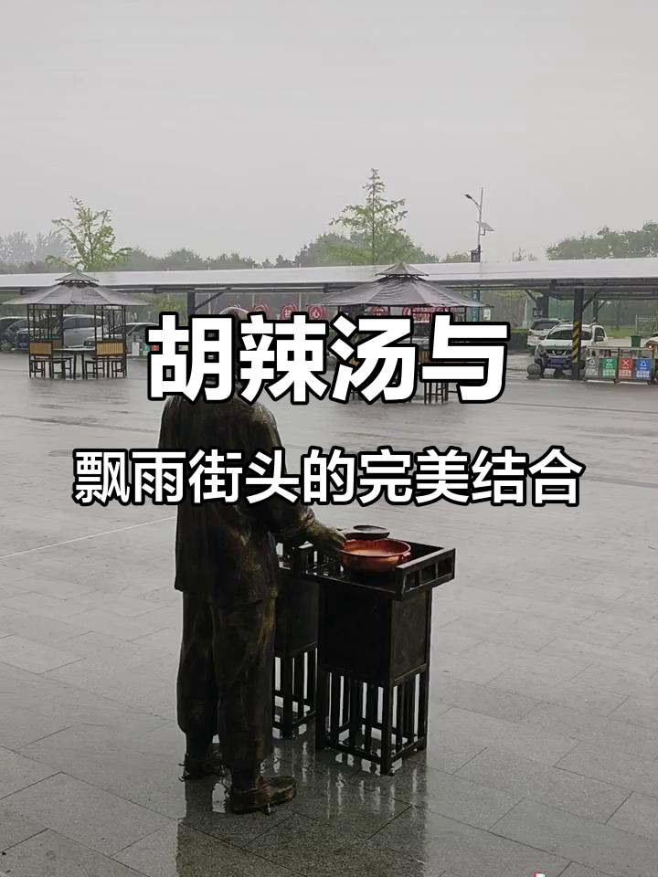 雨中街头，胡辣汤的独特魅力