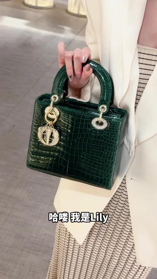 “泼天富贵感”Dior祖母绿鳄鱼皮四格戴妃