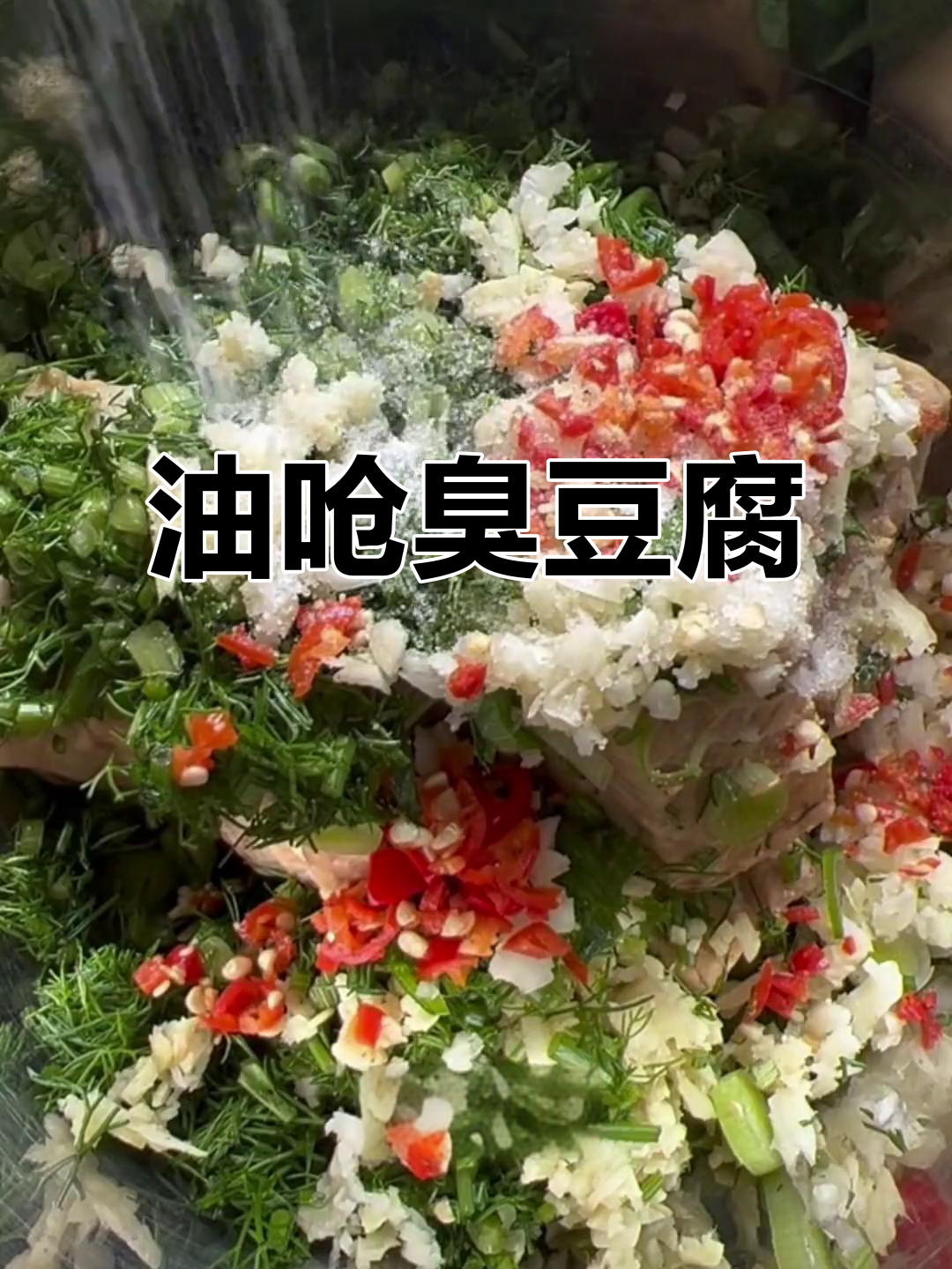 臭豆腐配蒜苗姜米,呛味十足下饭神器