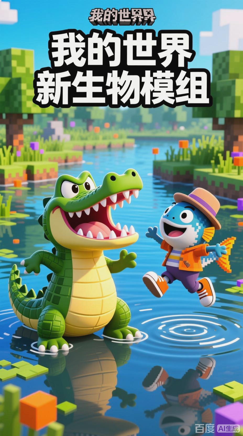 我的世界:添加鳄鱼与大傻鱼