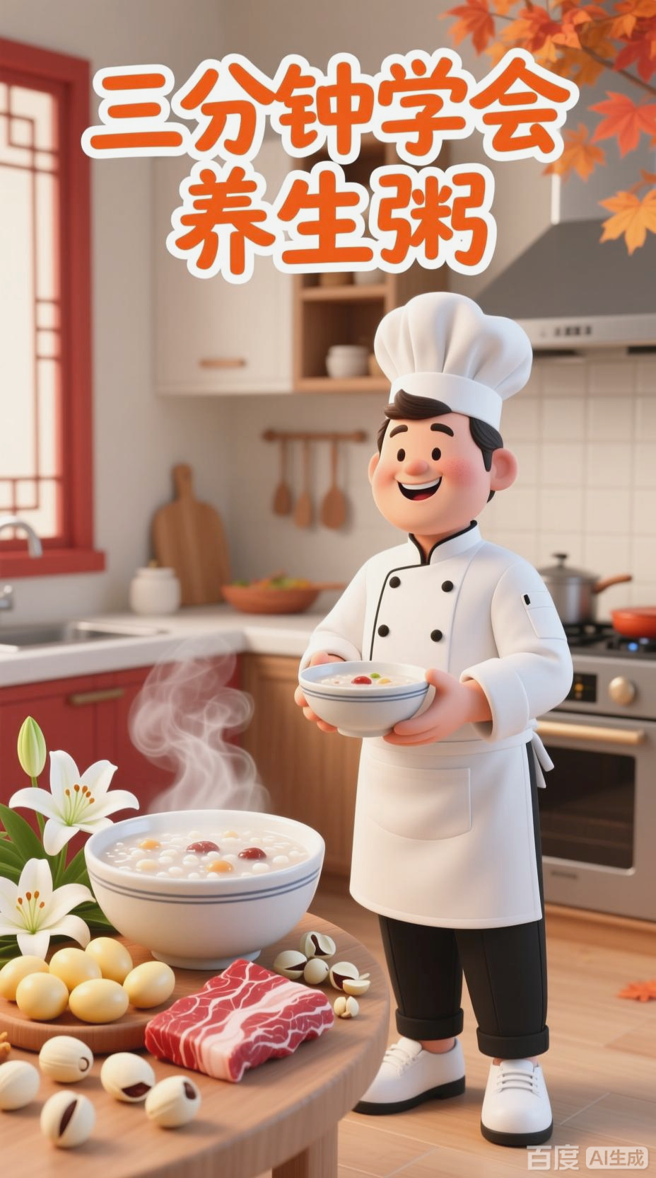 莲子百合瘦肉粥,养心润燥之选
