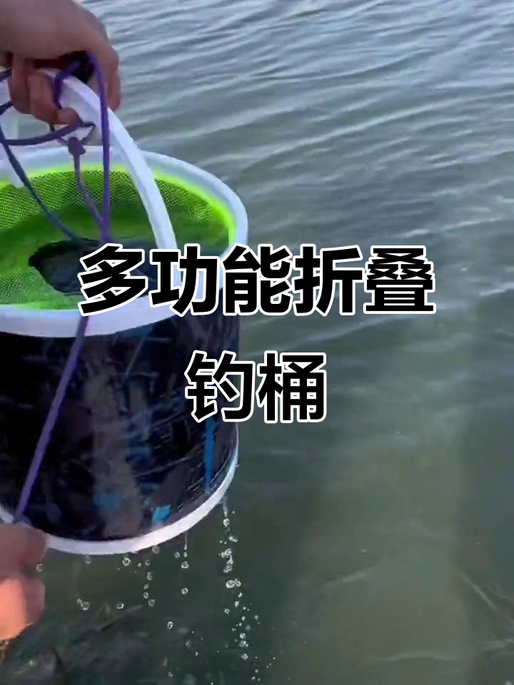 折叠打水桶,钓鱼必备!防跳网设计让装鱼更方便