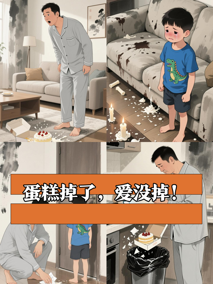 爸爸生日蛋糕摔烂后,儿子发现了一个秘密!