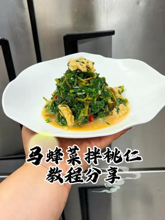 马蜂菜拌鲜桃仁 马蜂菜 马齿苋 凉拌菜 今天分享一款爽口家常菜品,我们这叫马蜂菜,你们那叫
