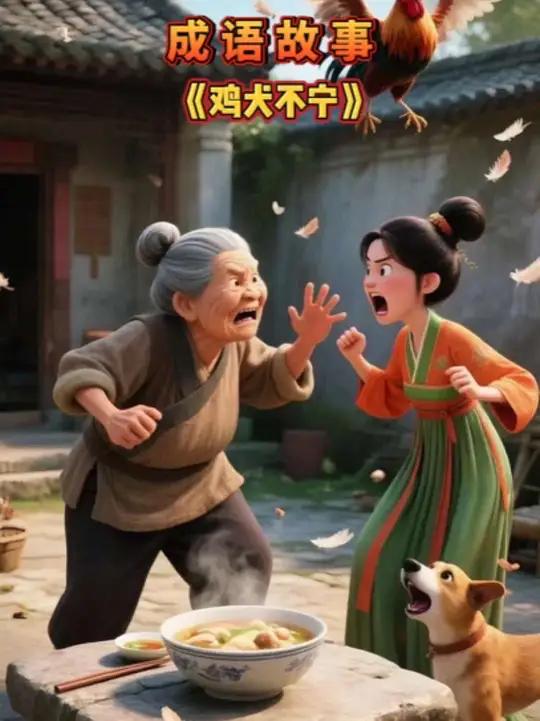 成语故事《鸡犬不宁》讲述了陈婆婆和儿媳秀兰因性格和观念不合经常争吵,导致家里鸡犬不宁。村里