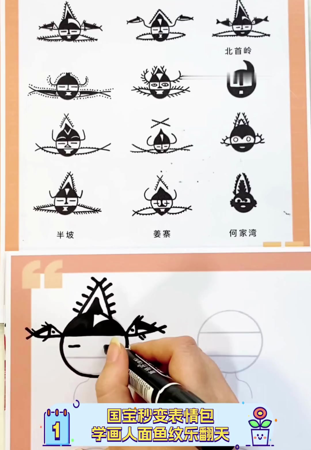 国宝秒变表情包,学画人面鱼纹乐翻天