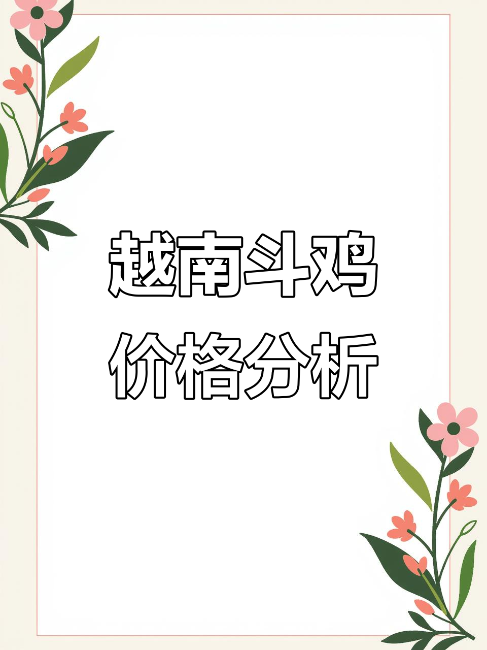 越南斗鸡养殖揭秘:价格与质量如何影响爱好者选择
