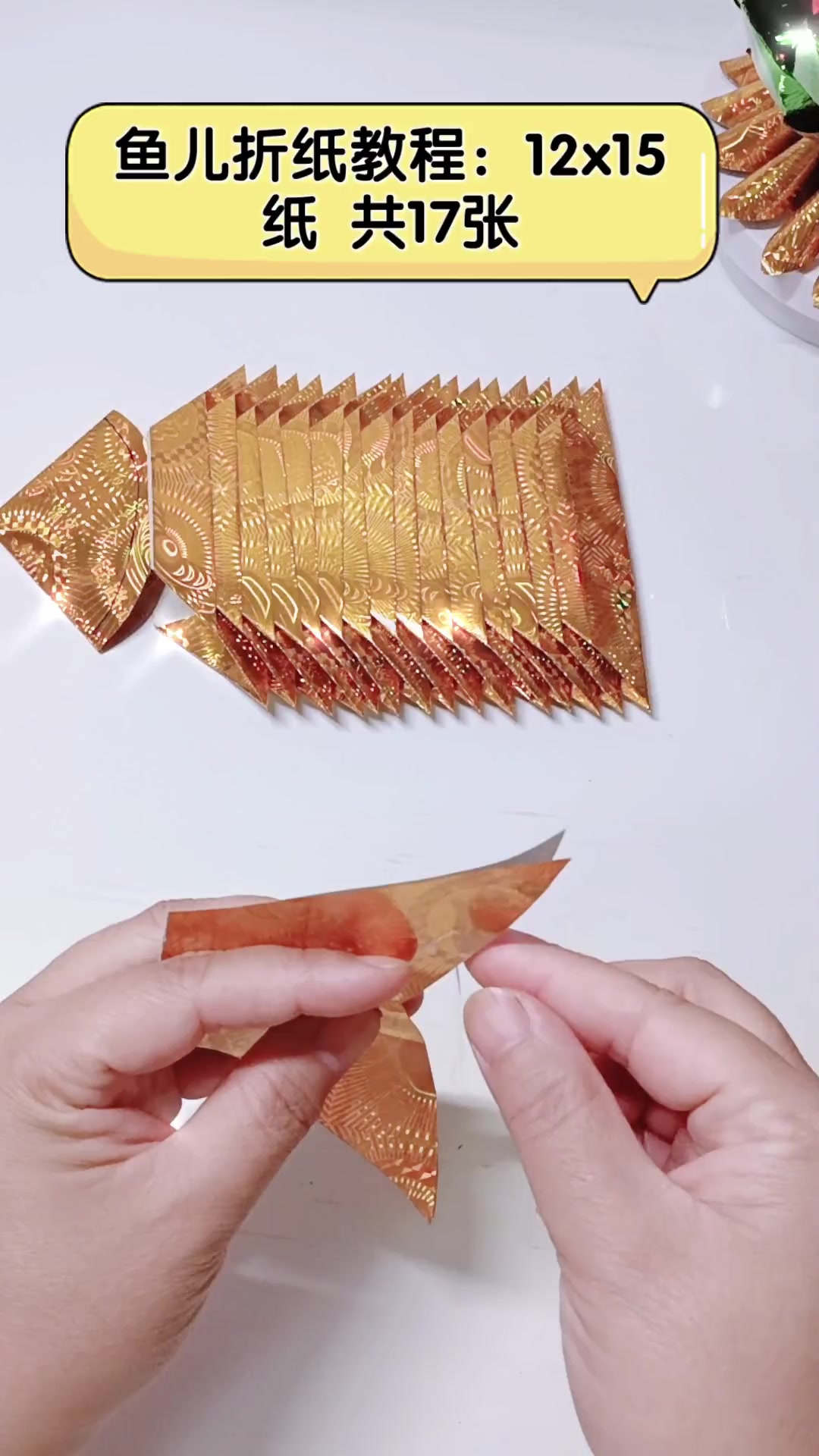 鱼儿折纸教程:12x15纸,共17张
