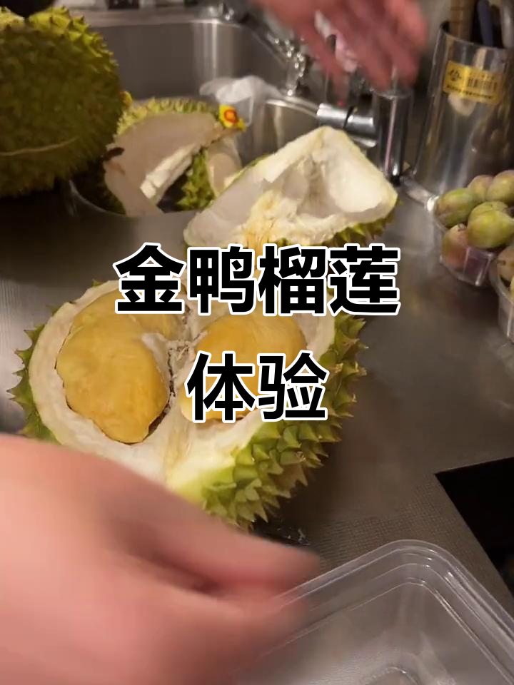 越南金鸭榴莲开箱,肉质一般但口感不错
