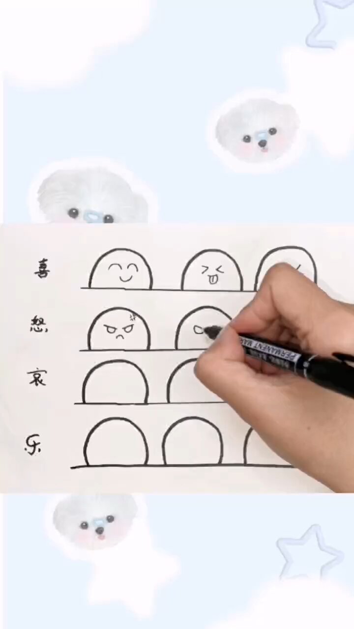 喜怒哀乐表情简笔画