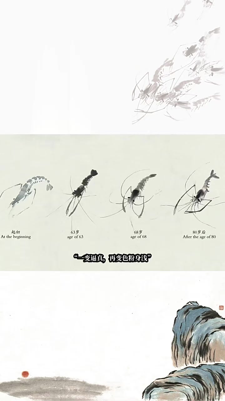 齐白石画虾,看大师是怎样炼成的!