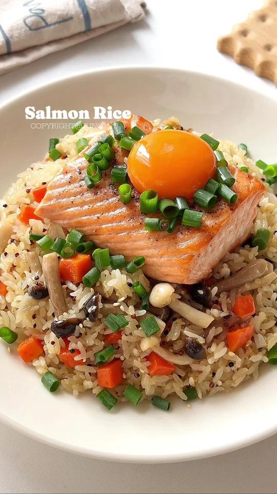 一口惊艳三文鱼菌菇焖饭巨鲜美巨好吃!