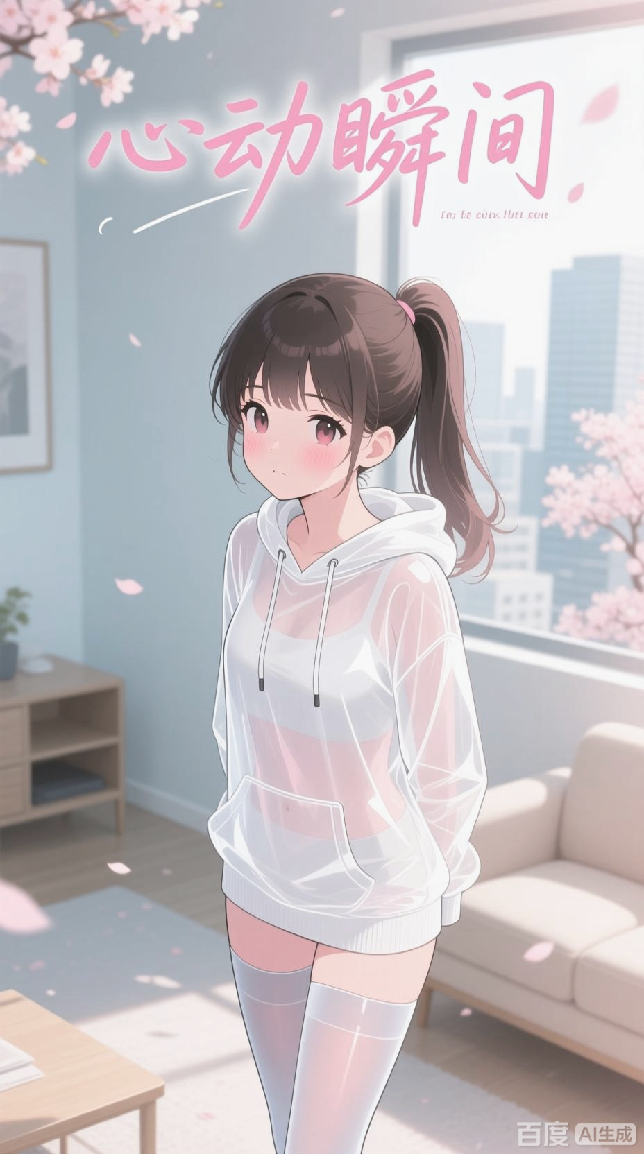 羞涩少女的二次元插画