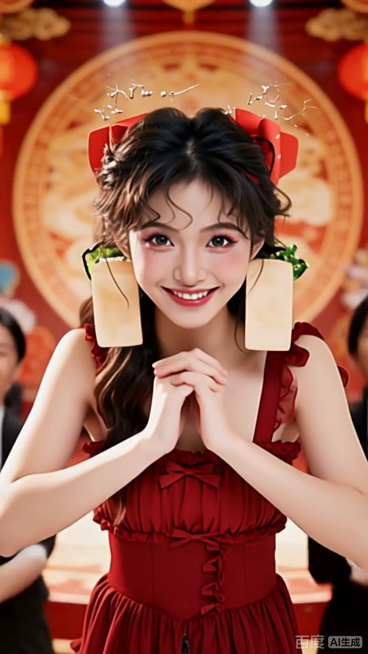 红裙少女的年糕耳饰