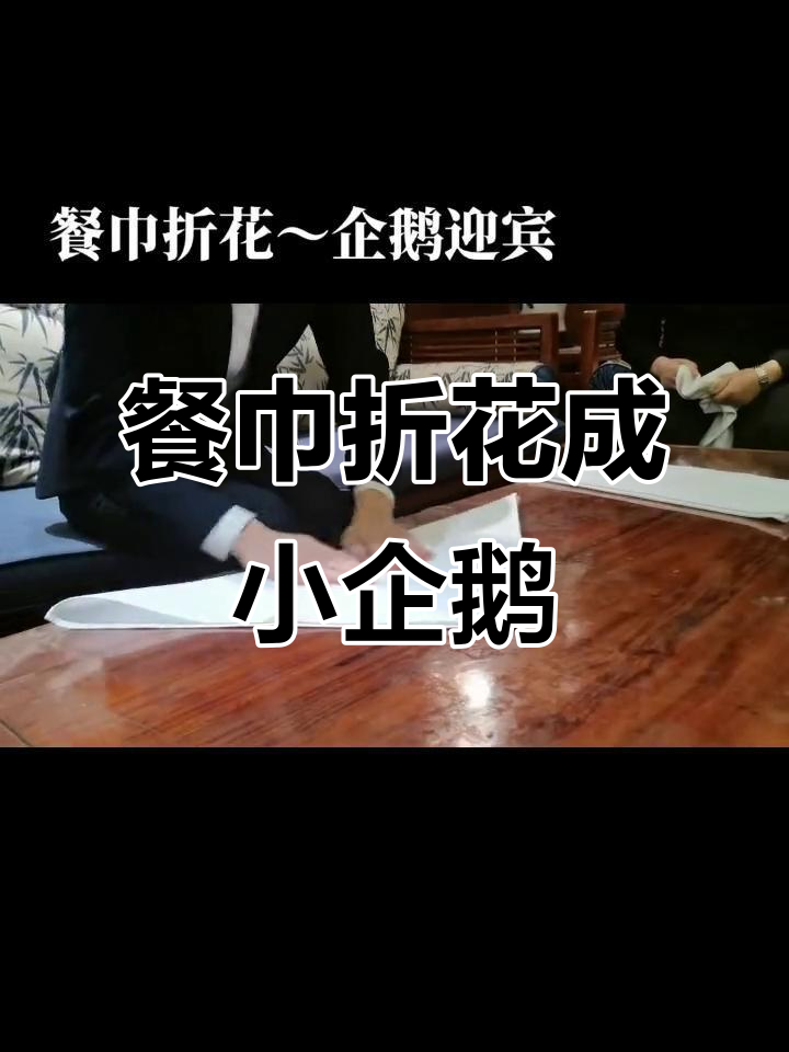 餐巾折花变企鹅,迎宾造型超萌