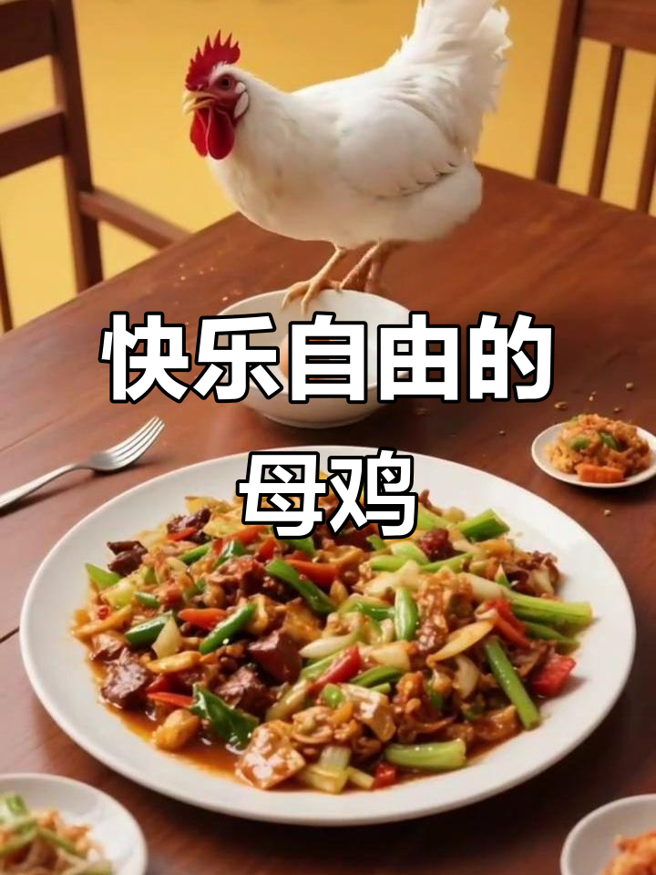 自由自在的白色母鸡，享受生活的每一个瞬间