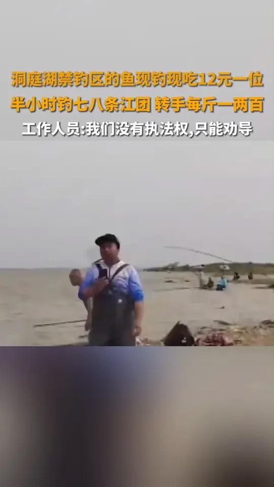 保护区里的“疯狂垂钓”屡禁不止!洞庭湖禁钓区的鱼现钓现吃12元一位,半小时钓七八条江团,转