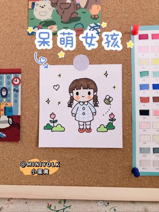 ins风简笔画,呆萌女孩