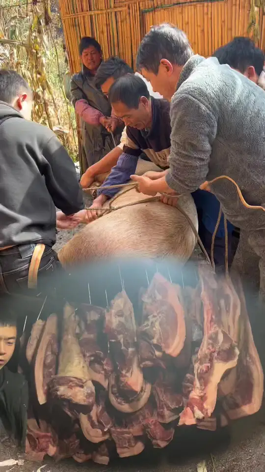 农村杀年猪全过程熏制腊肉完整记录