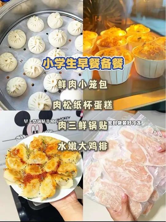 小学生早餐备餐/解放一周不用早起!冷冻保存早上热一下非常方便鲜肉小笼包、腌制水嫩鸡排、肉三