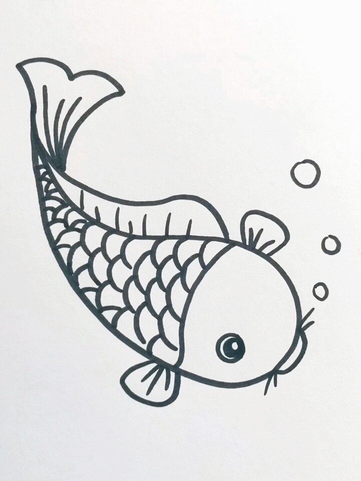 如何用字母S画大鲤鱼