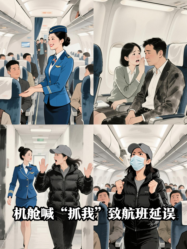 天津航空一航班正要起飞,舱内一女子大喊“抓我”被警方带走调查。飞机滑回延误1个多小时,乘客