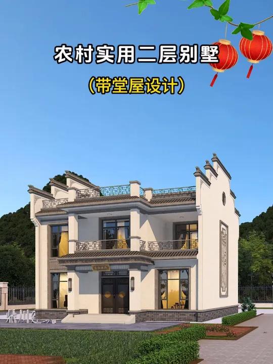 农村实用二层,面宽12米,进深11.5米,徽派带堂屋设计!