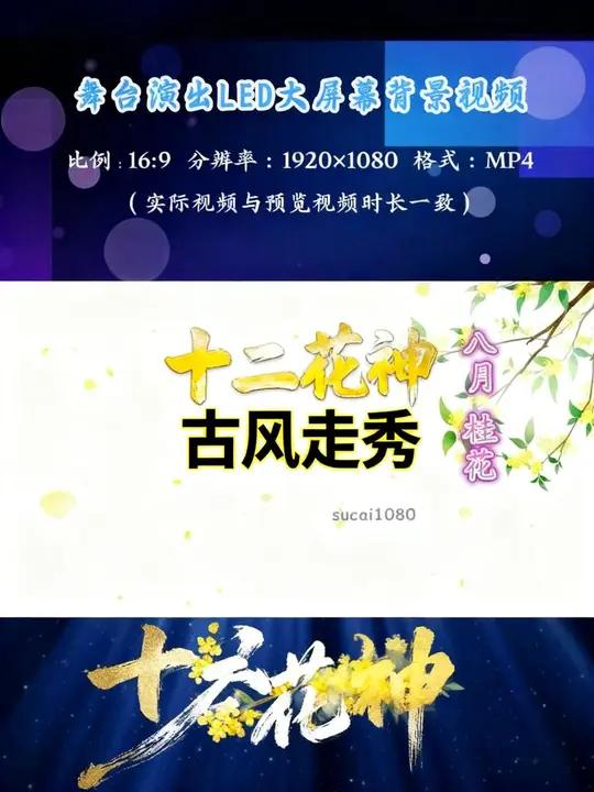 3956《十二花神》古风走秀晚会背景LED视频素材 #LED视频素材#舞台背景视频制作#十