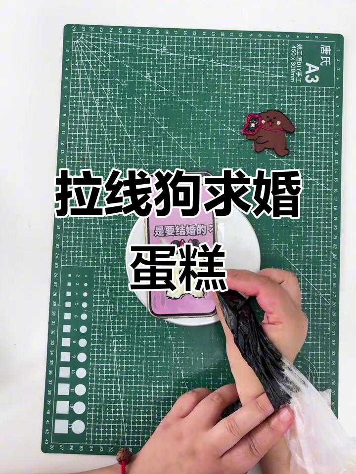 这款拉线狗求婚蛋糕,细节满满超可爱!