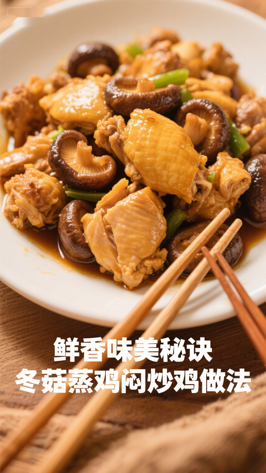 鲜香味美秘诀，冬菇蒸鸡闷炒鸡做法