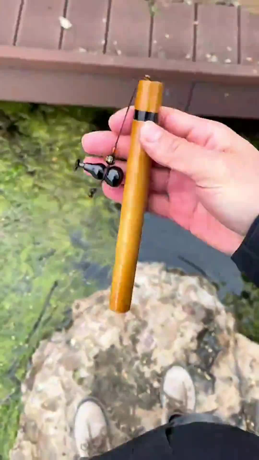 这小鱼竿钓鱼太给力了,随时随地都能钓鱼