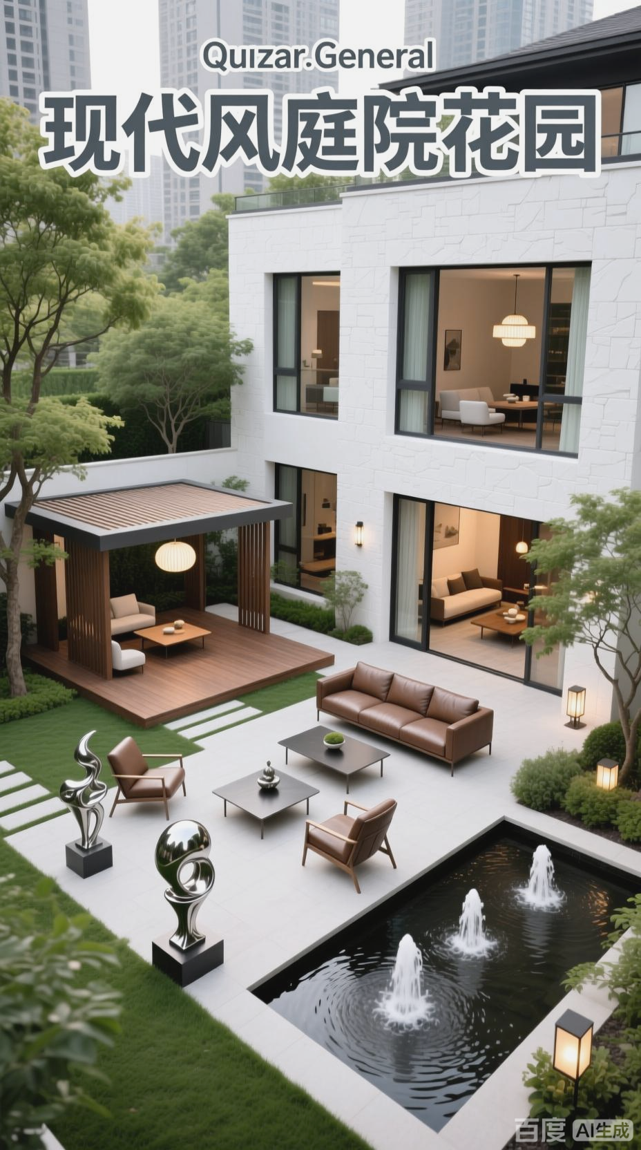 300平现代风庭院花园展示