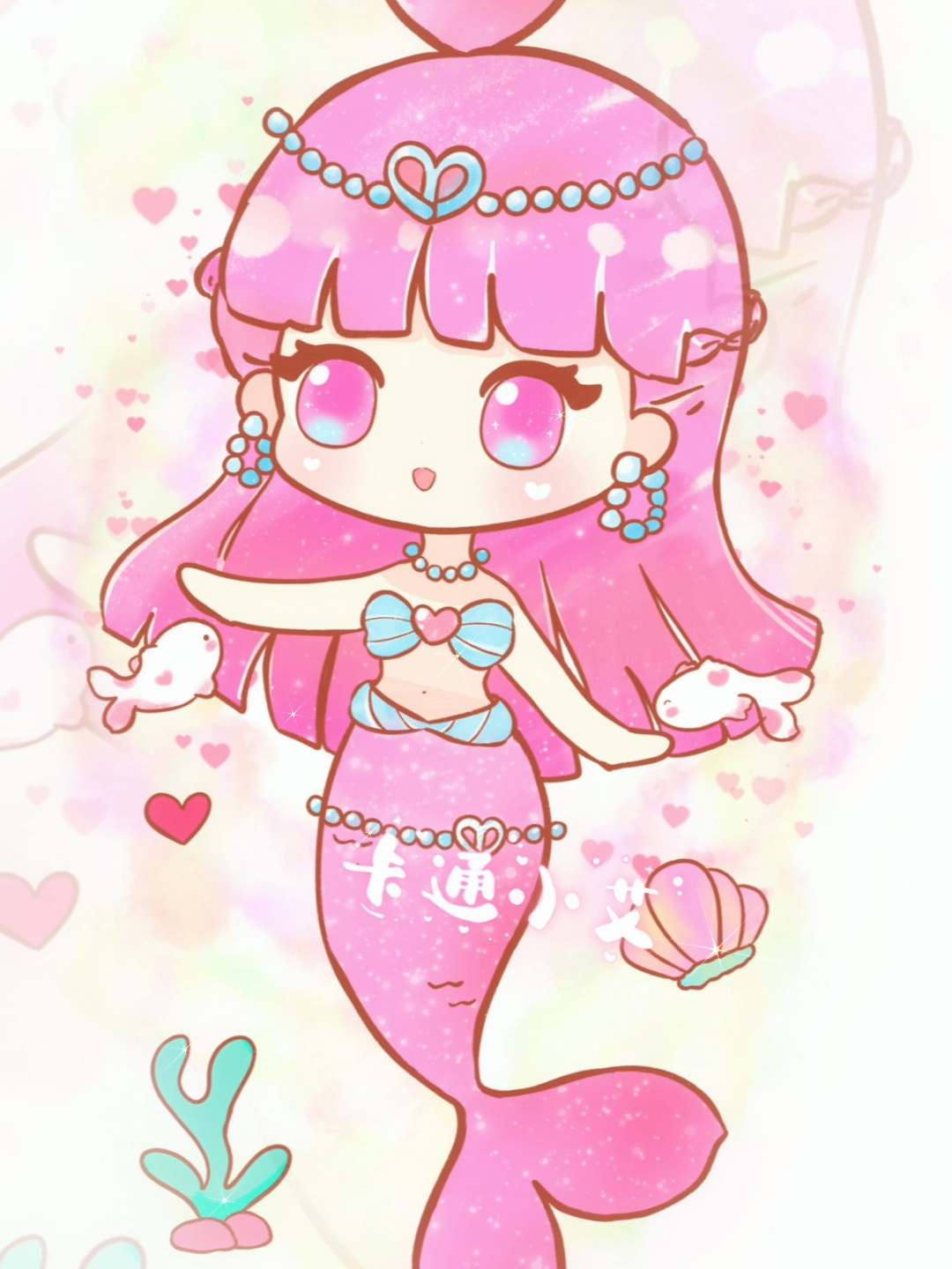 十二星座美人鱼公主简笔画 卡通画