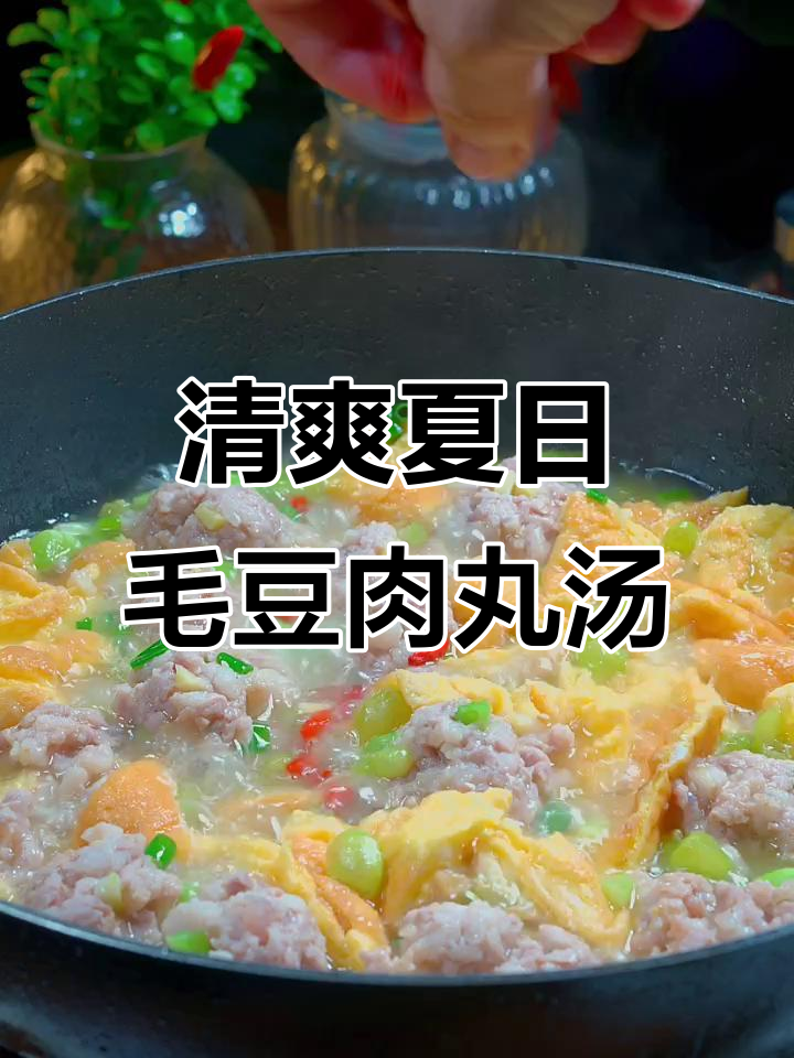 夏季清爽解腻必备，毛豆肉丸子汤，鲜香四溢让人停不下来
