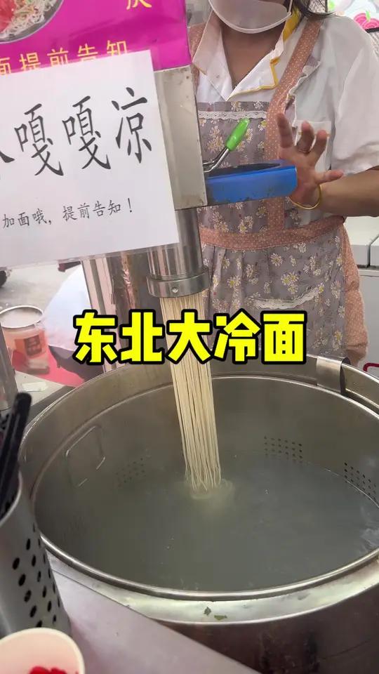 东北大冷面,加上冰块吃着也太爽了 路边摊美味 街头小吃
