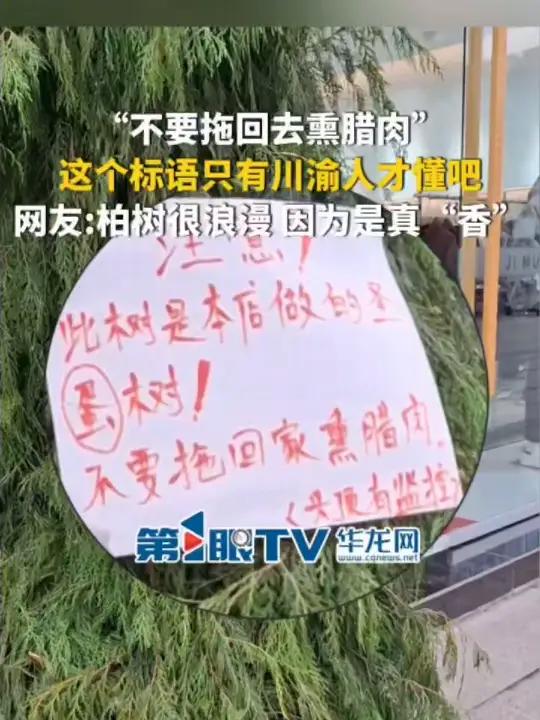 12月11日,四川。“不要拖回去熏腊肉”,这个标语只有川渝人才懂吧!网友:柏树很浪漫,因为