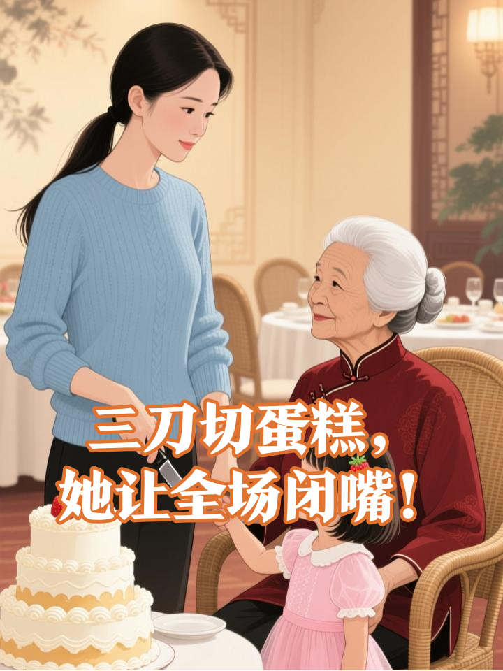被嘲不会切蛋糕,她三刀切出七块惊艳全场!