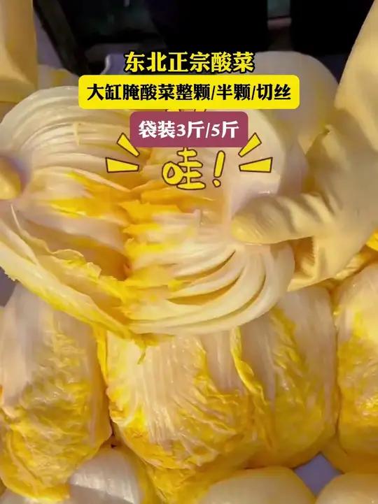 今年的新鲜酸菜出缸啦，采用东北的黄心大白菜积制的，脆内酸爽！老地道了～