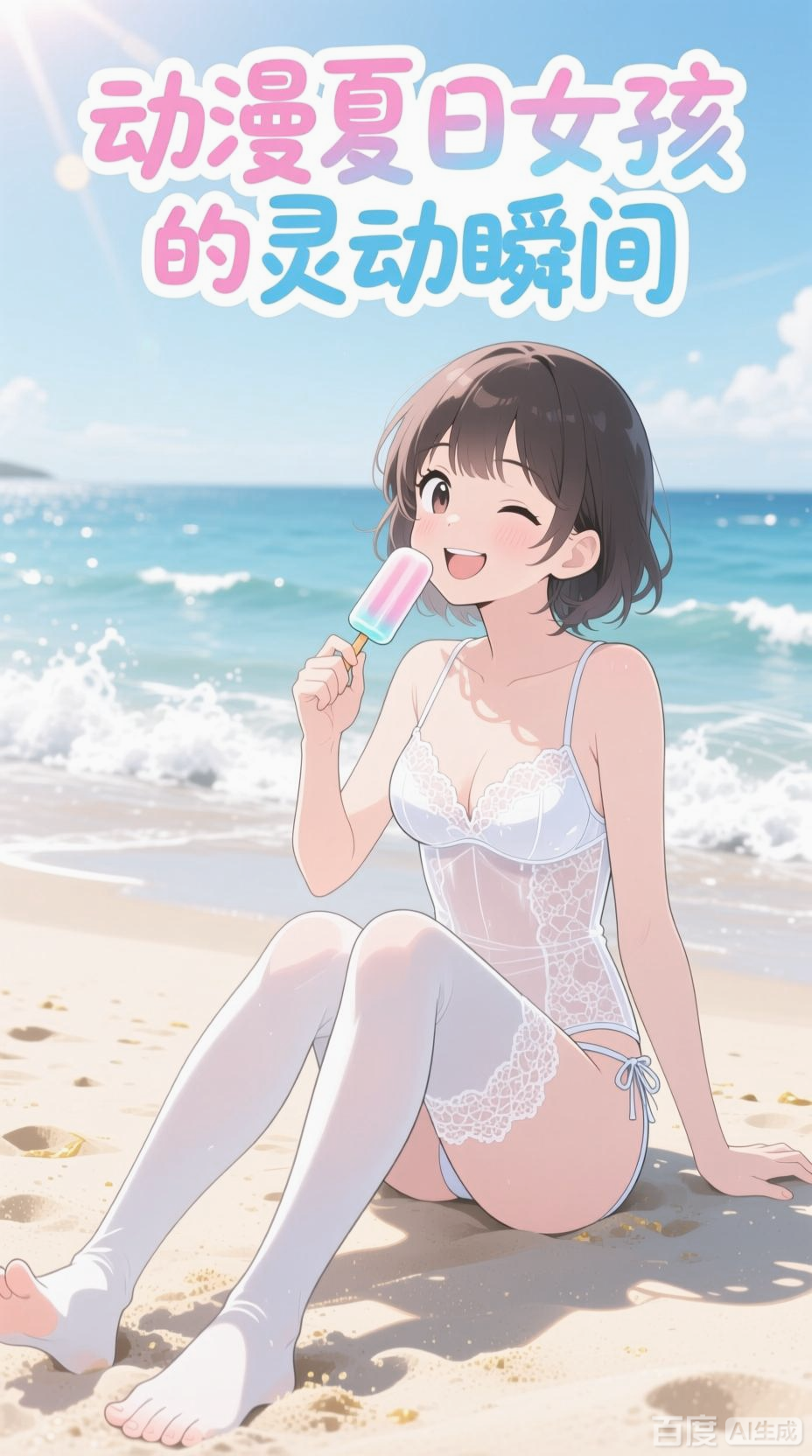 动漫风格女孩的夏日特写
